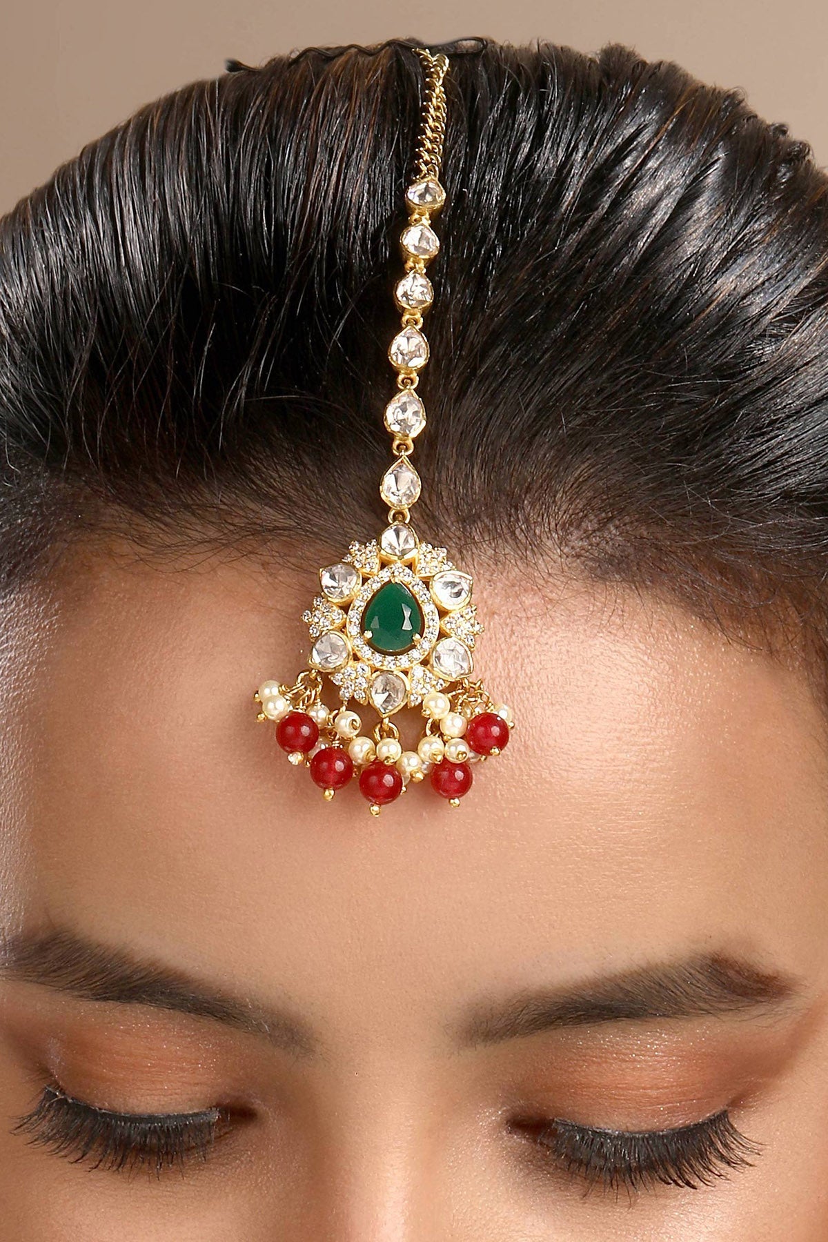 Buy Gold Plated Polki Maang Tikka by Sica for women online at ScrollnShops